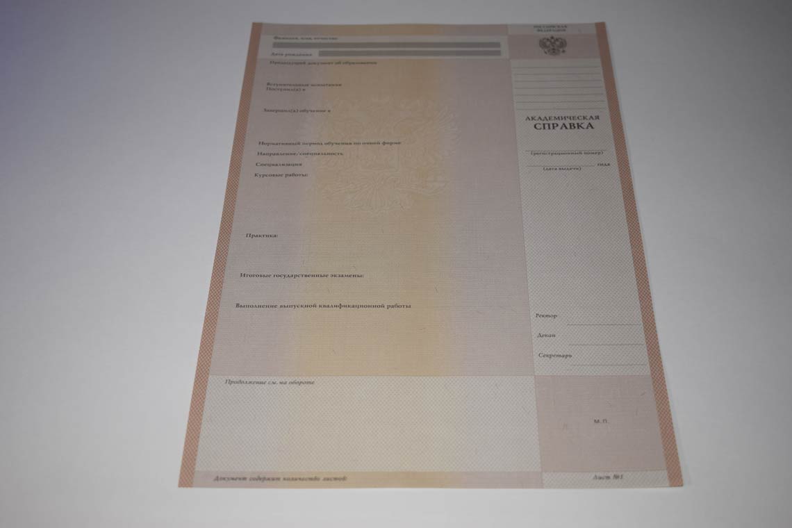Академическая Справка ВУЗа 1996-2009 в Пензе