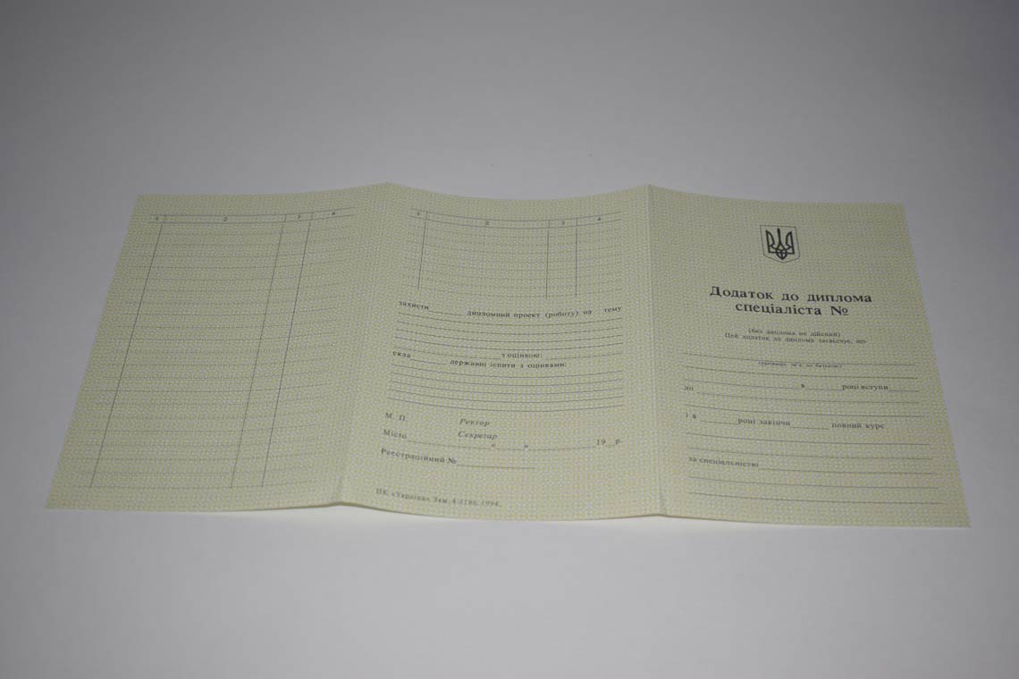 Украинский Диплом Вуза 1994-1999 в Пензе приложение
